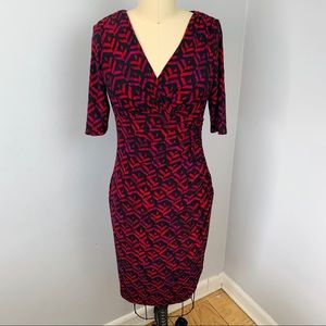 Ralph Lauren Ruched V-Neck Bodycon Dress